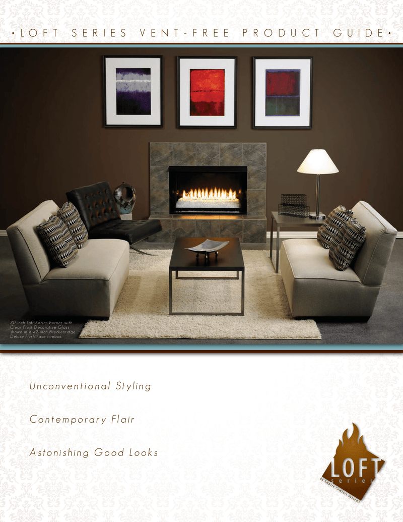 Empire Loft Series 28-inch Ventless Gas Fireplace