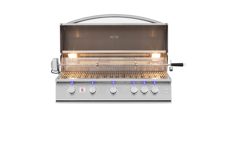 Summerset 40-Inch Built-In Gas Grill Sizzler Pro 5-Burner with Rear Infrared Rotisserie Burner,