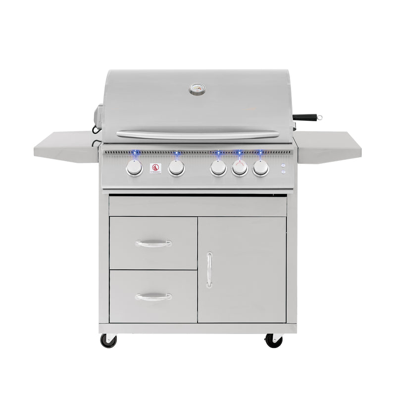 Summerset Sizzler Pro 32-Inch 4-Burner Built-In Gas Grill with Rear Infrared Rotisserie Burner