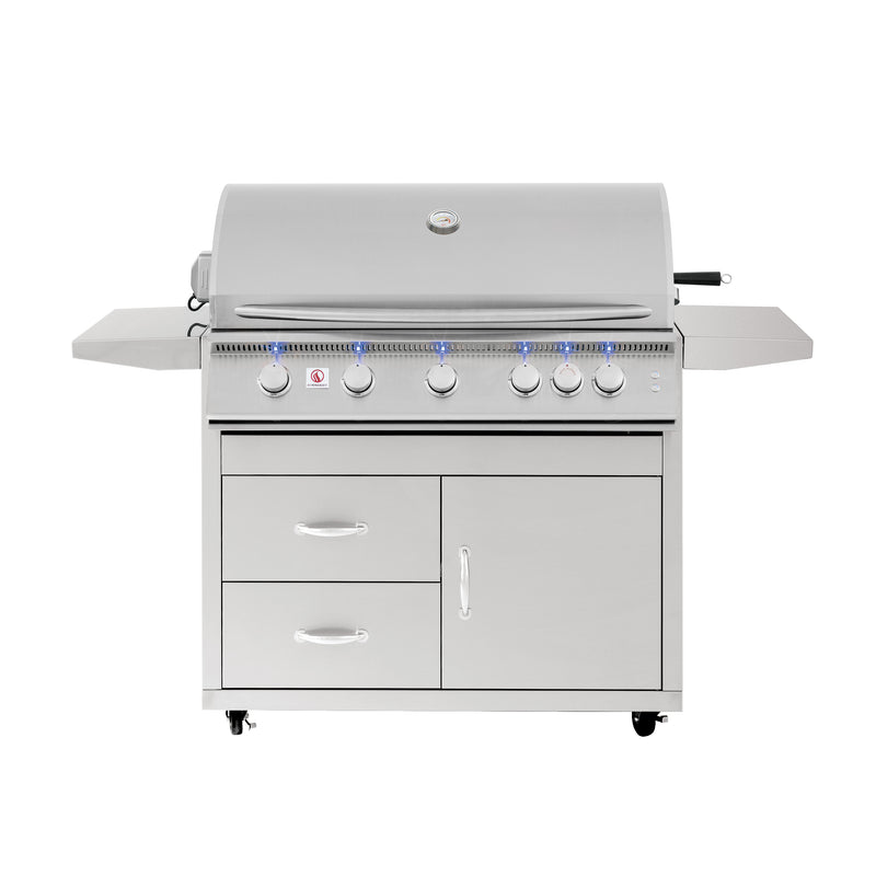 Summerset 40-Inch Built-In Gas Grill Sizzler Pro 5-Burner with Rear Infrared Rotisserie Burner,