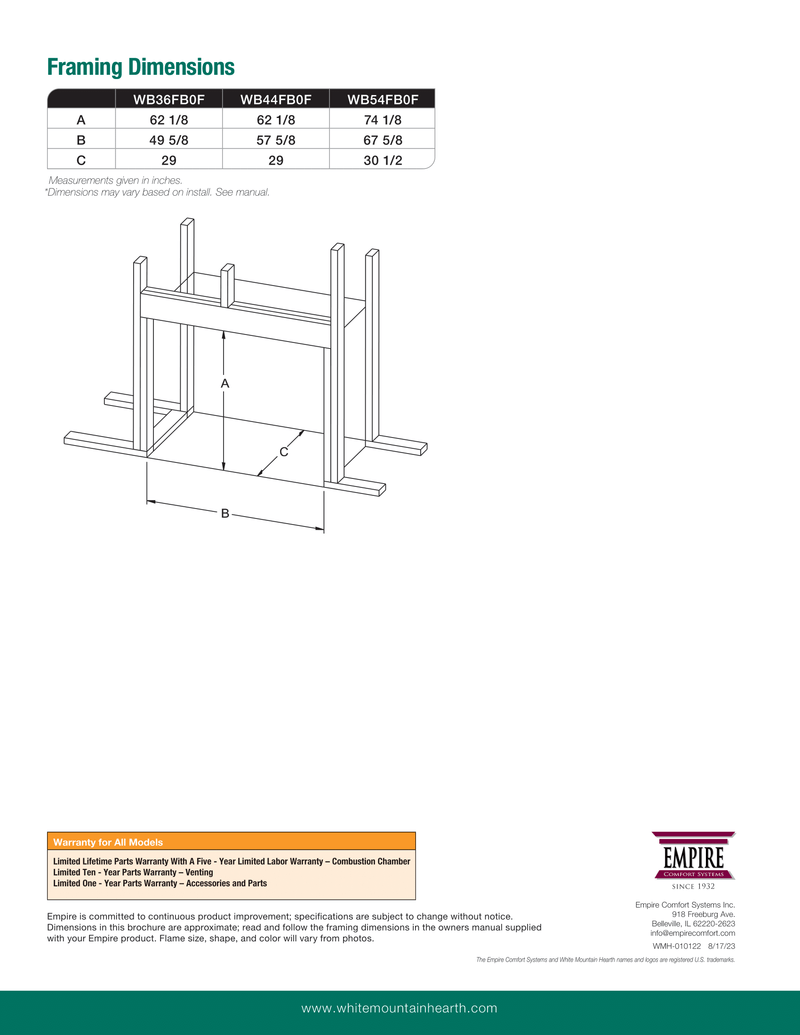 Empire 36-Inch by 30-inch Wood Fireplace Blackburn