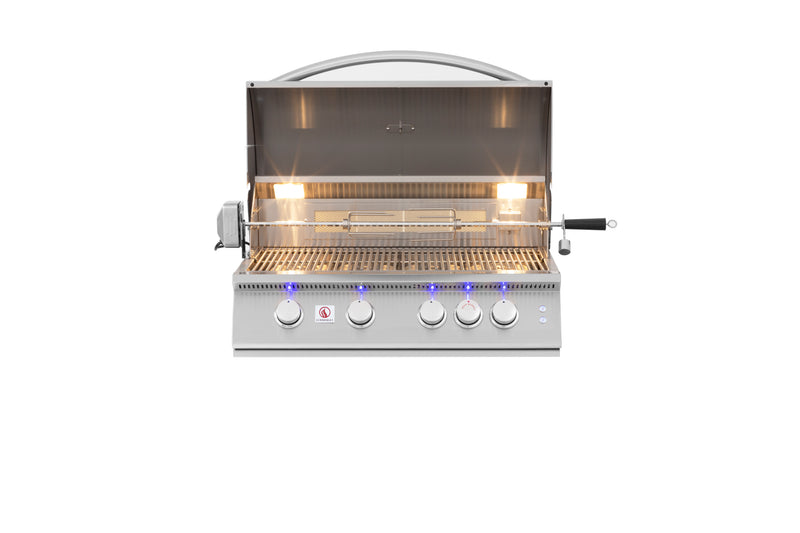 Summerset Sizzler Pro 32-Inch 4-Burner Built-In Gas Grill with Rear Infrared Rotisserie Burner