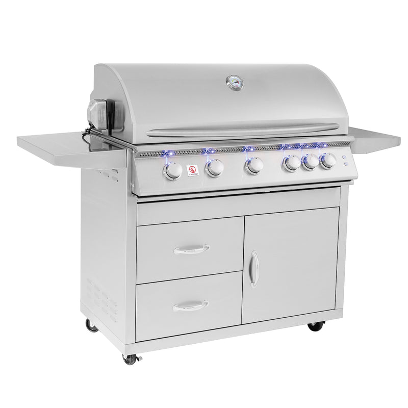 Summerset 40-Inch Built-In Gas Grill Sizzler Pro 5-Burner with Rear Infrared Rotisserie Burner,