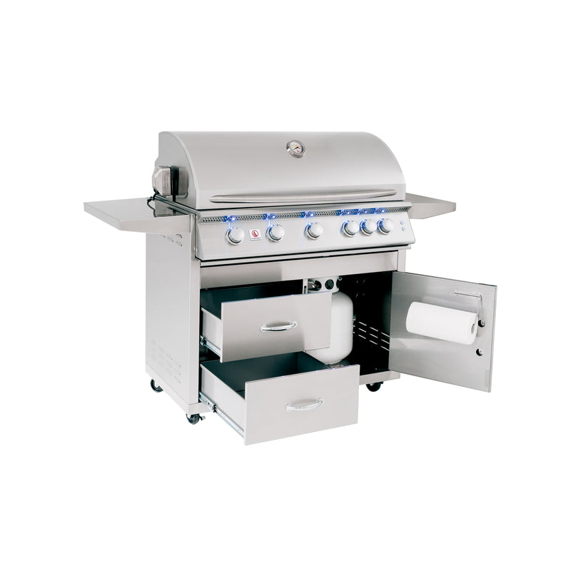 Summerset 40-Inch Built-In Gas Grill Sizzler Pro 5-Burner with Rear Infrared Rotisserie Burner,