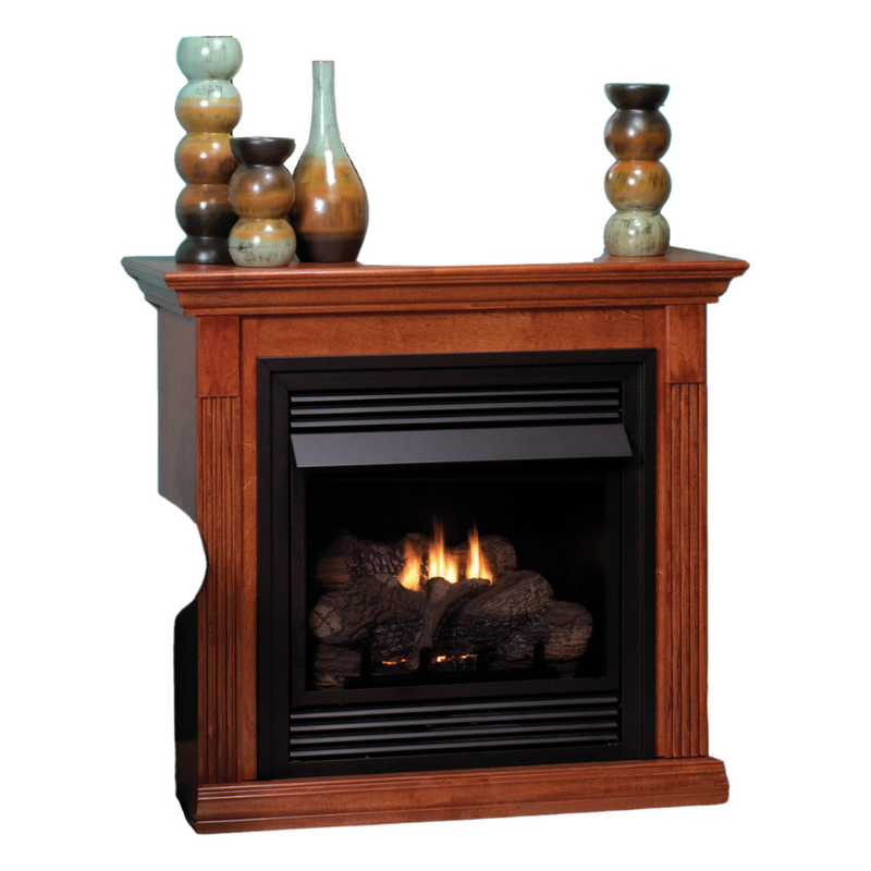 Empire Vail Ventless Gas Fireplace Cherry Wood Mantel Combination
