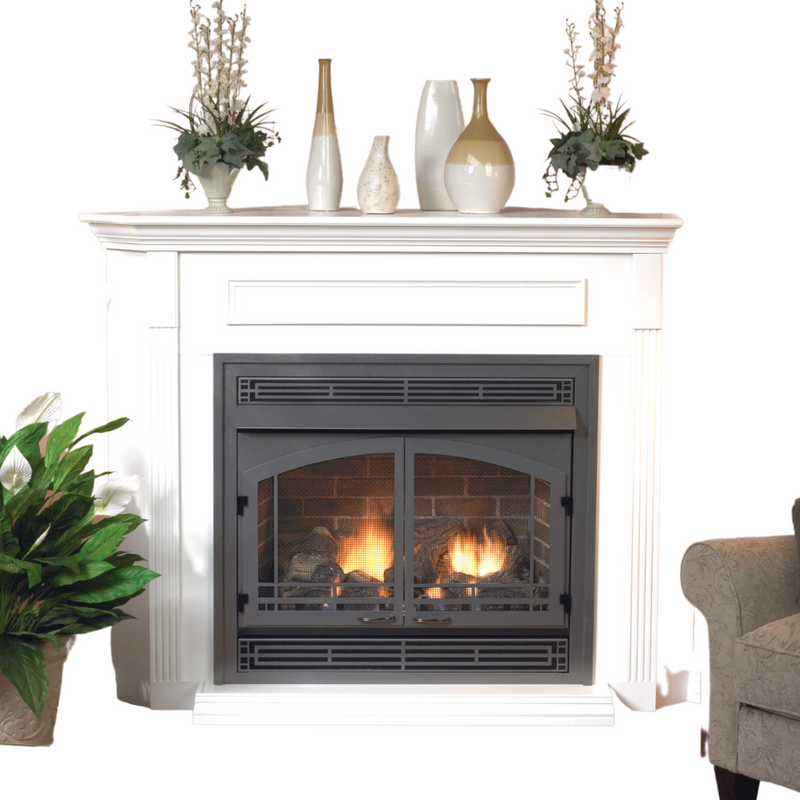 Empire Vail Ventless Gas Fireplace White Mantel Combination