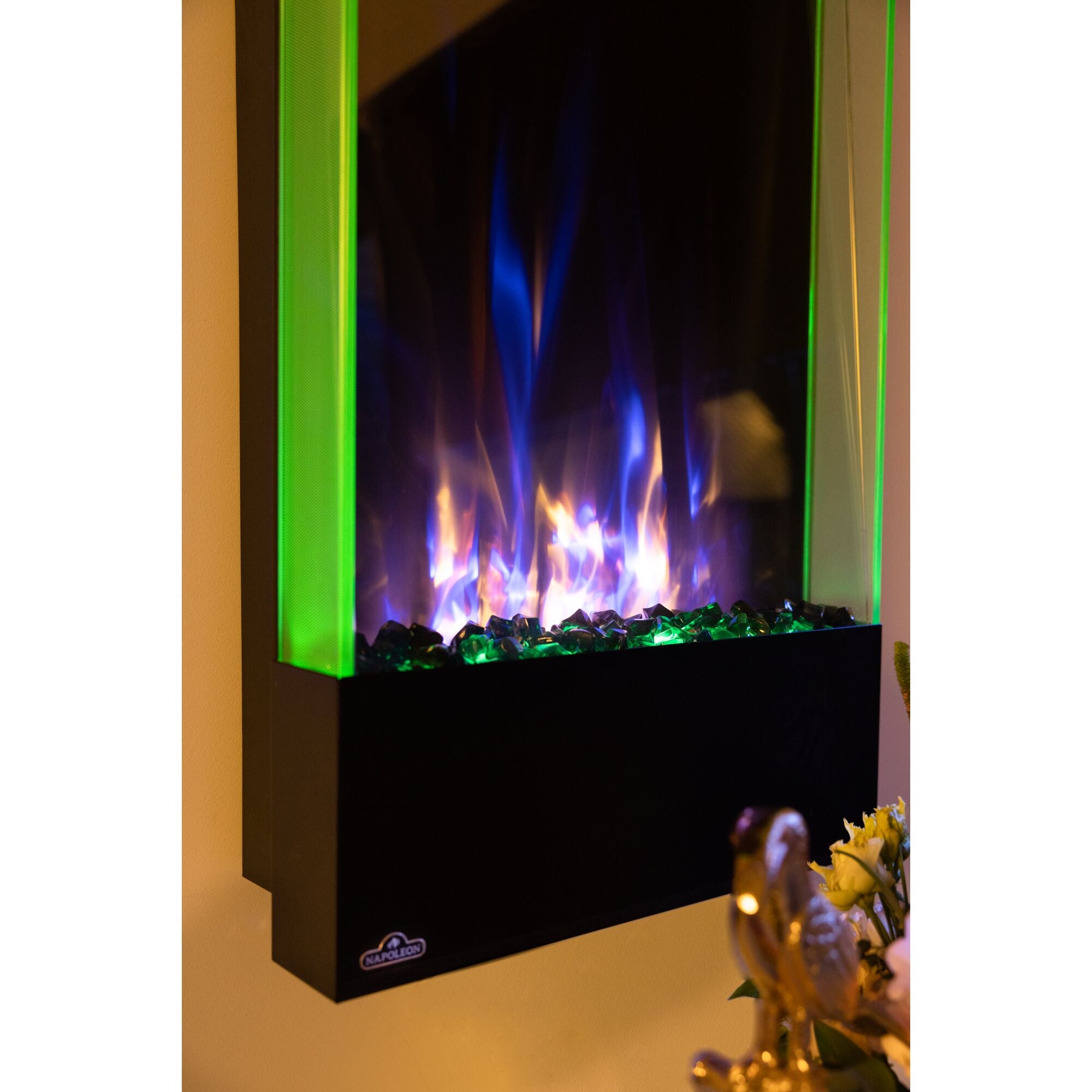 Napoleon Allure Vertical electric fireplace, wall mounted angle view