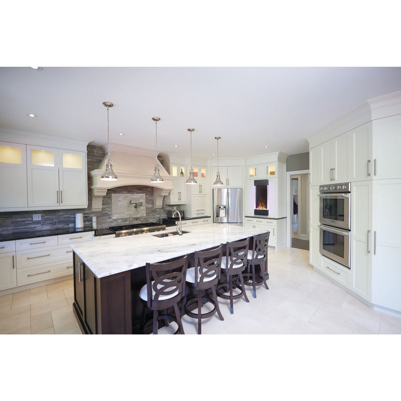 Napoleon Allure Vertical fireplace wall mounted in a kitchen