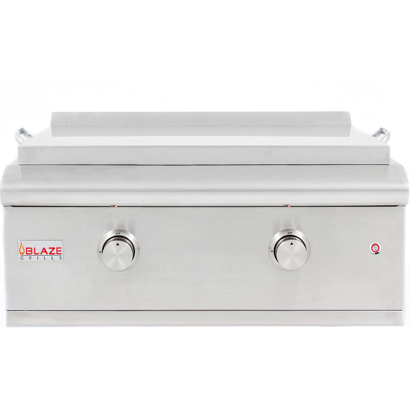 Blaze Griddle 30" Natural Gas Griddle, Stainless Steel 2-Burner with Red Control Knob Illumination for Outdoor Cooking