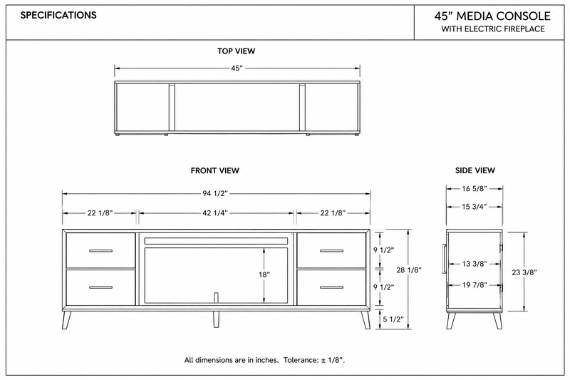Realcozy Malibu 95" Electric Fireplace TV Stand