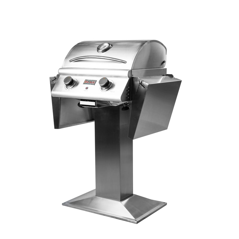 Blaze 21-Inch Electric Grill with Freestanding Base – 1500W Heating Element, Up to 749°F+, 304 Stainless Steel, Digital Thermostat, Triangular Grates, Removable Drip Tray, Apartment & Condo Safe