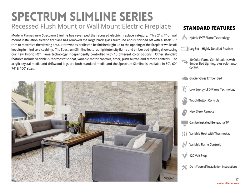 Modern Flames Spectrum Slimline Series Linear Electric Fireplace