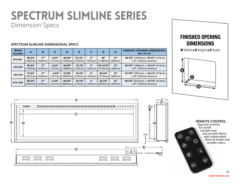 Modern Flames Spectrum Slimline Series Linear Electric Fireplace