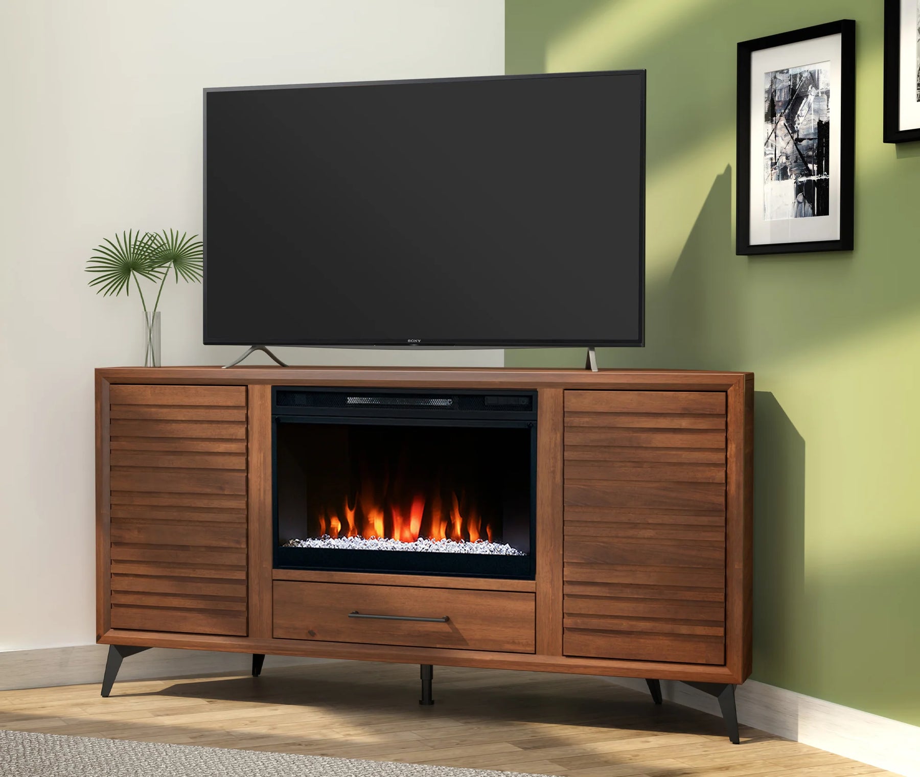 realcozy 64" Malibu Corner Fireplace TV Stand
