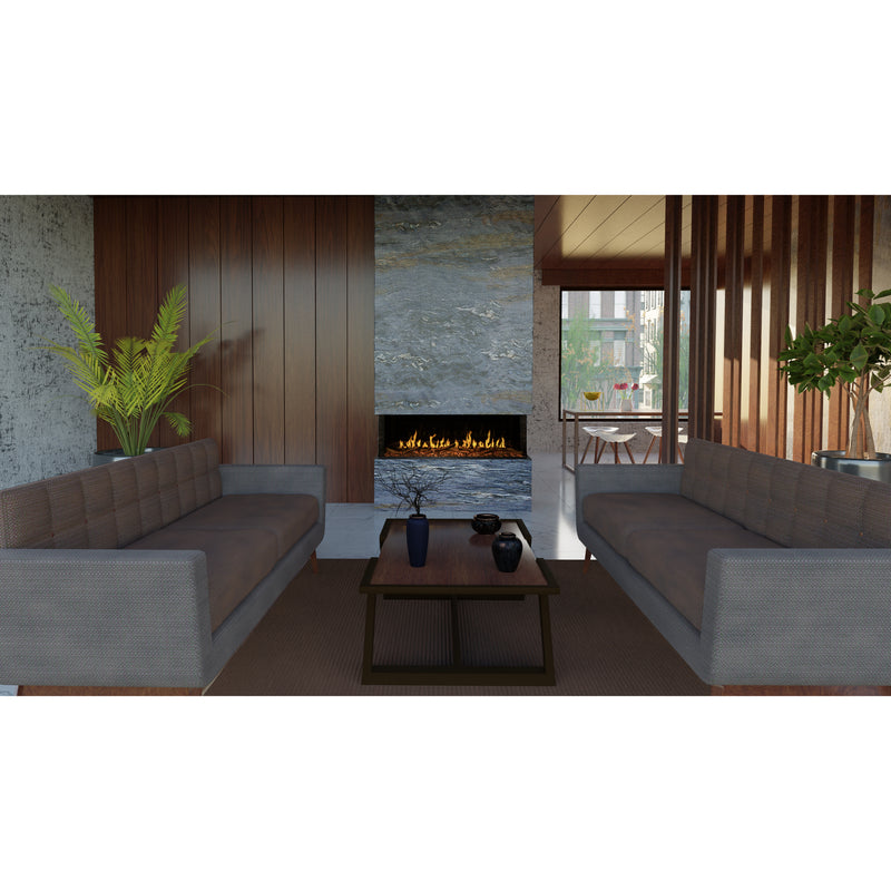 Modern Flames Orion V2 Multi electric fireplace installed in a covered outdoor patio