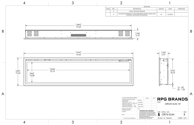 Modern Flames Orion Slim Linear Electric Fireplace