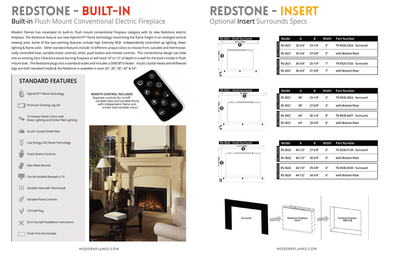 Modern Flames Redstone Series Electric Fireplace