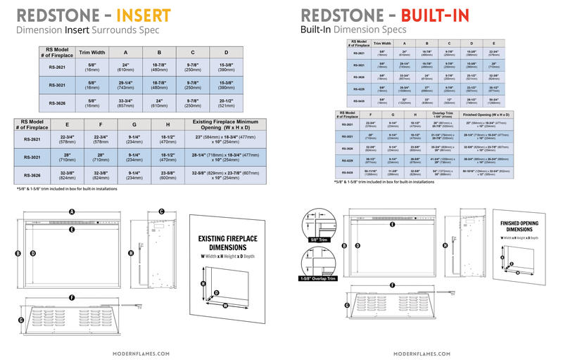 Modern Flames Redstone Series Electric Fireplace