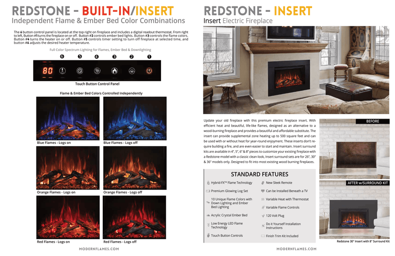 Modern Flames Redstone Series Electric Fireplace