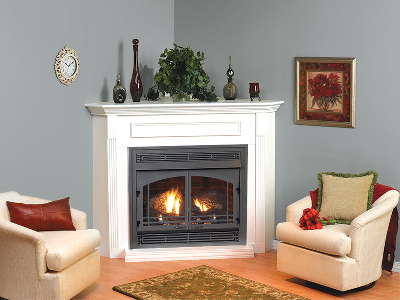 Empire Vail Ventless Gas Fireplace White Mantel Combination