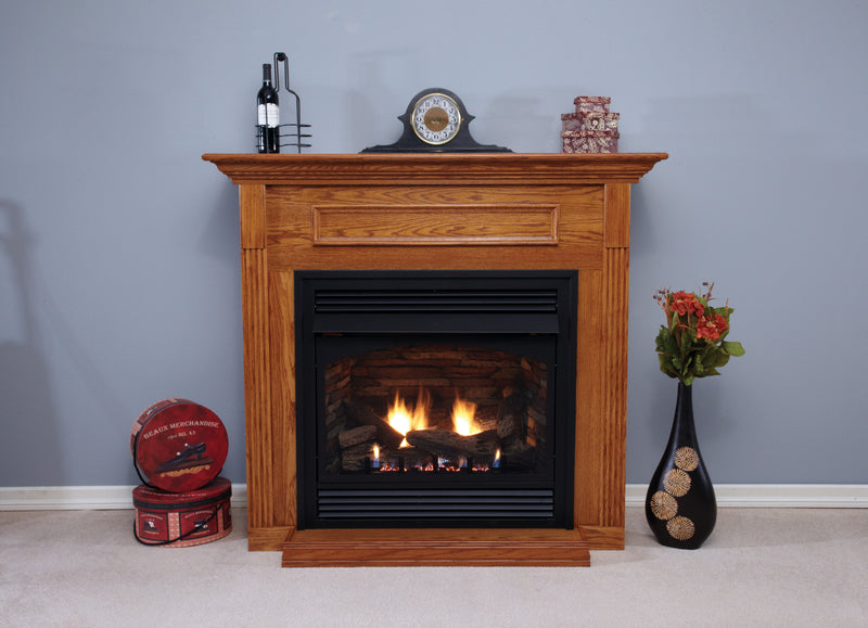 Empire Vail Ventless Gas Fireplace Cherry Wood Mantel Combination