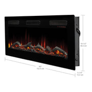 Dimplex Sierra Linear electric fireplace side view with dimensions