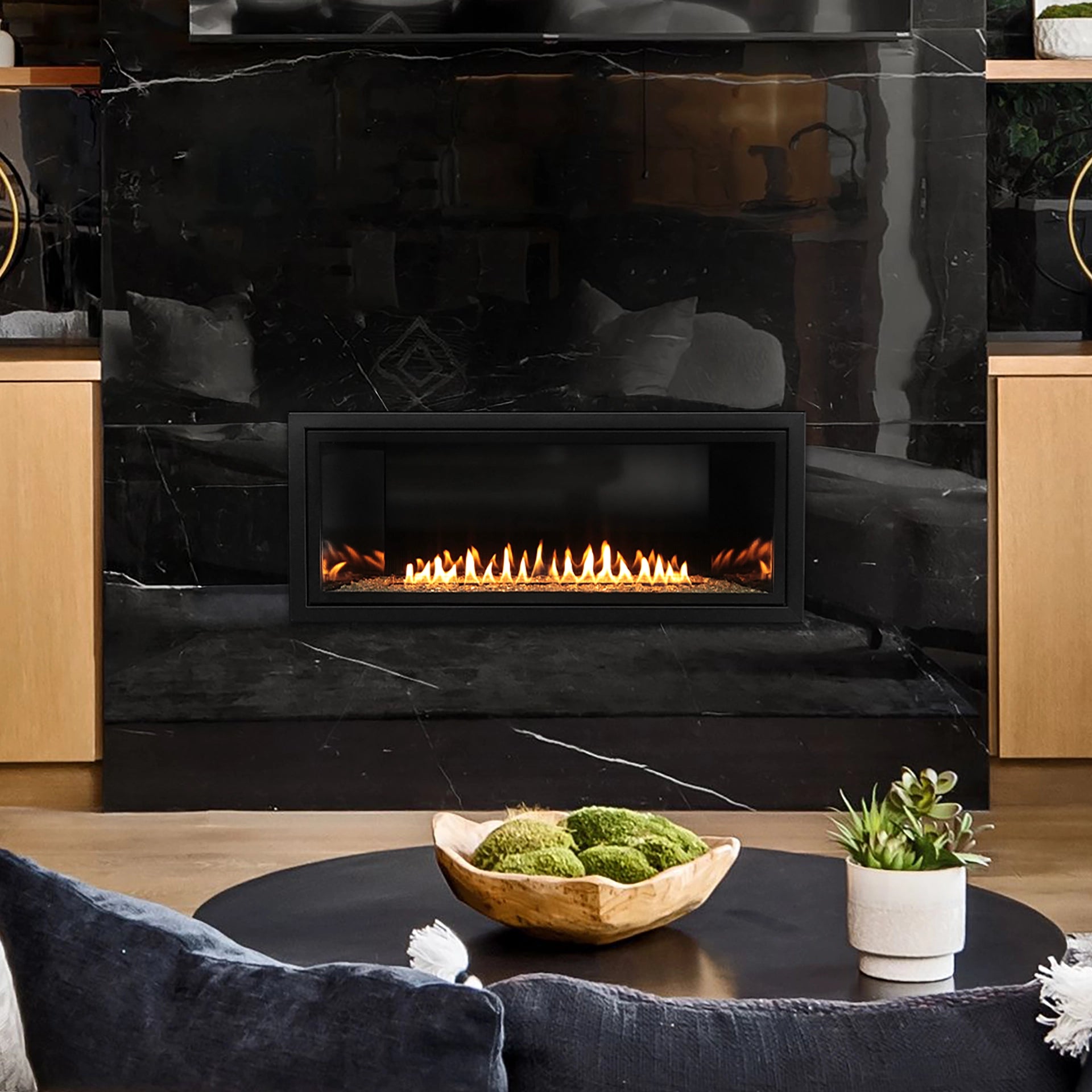 Empire Boulevard 36-inch built-in vent-free linear gas fireplace installed