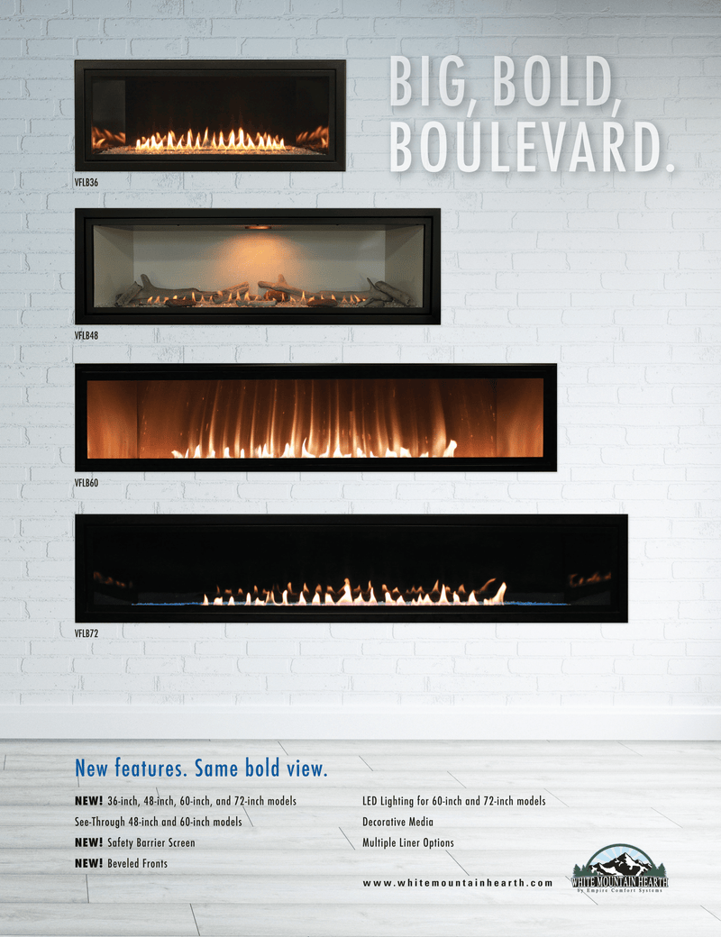 Empire Boulevard 60" See-Through Vent Free Linear Gas Fireplace with LED Lighting