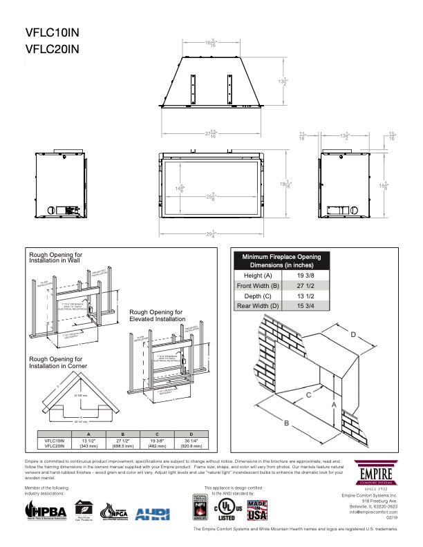 Empire Loft 20" Linear Vent Free Gas Fireplace Insert
