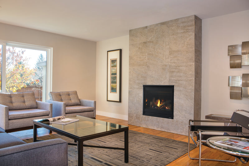 Heat & Glo SlimLine X 32 direct vent gas fireplace installed in a modern living room