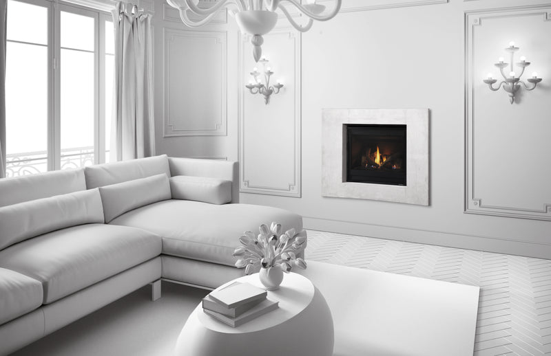 Heat & Glo SlimLine X 32 built-in gas fireplace in a cozy contemporary interior