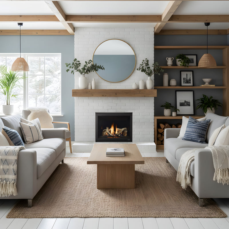 Heat & Glo SlimLine X 36 built-in gas fireplace in a cozy contemporary interior