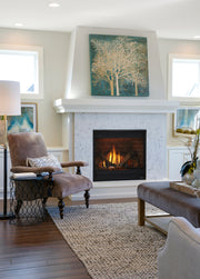 Heat & Glo SlimLine X 42 built-in gas fireplace in a cozy contemporary interior