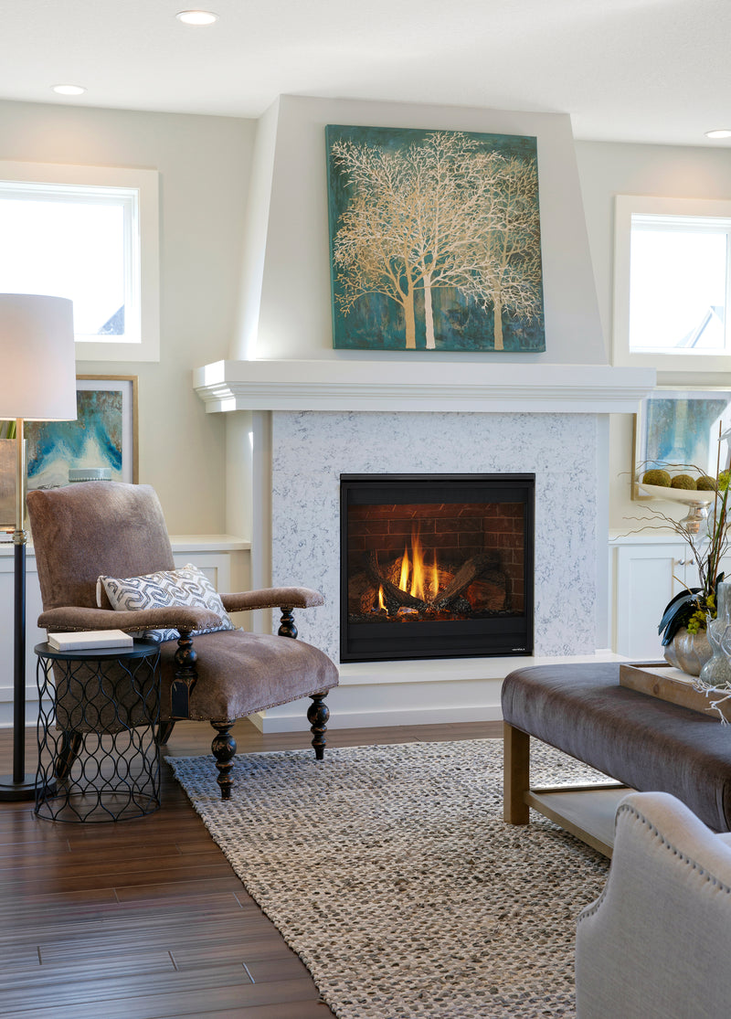 Heat & Glo SlimLine X 42 built-in gas fireplace in a cozy contemporary interior