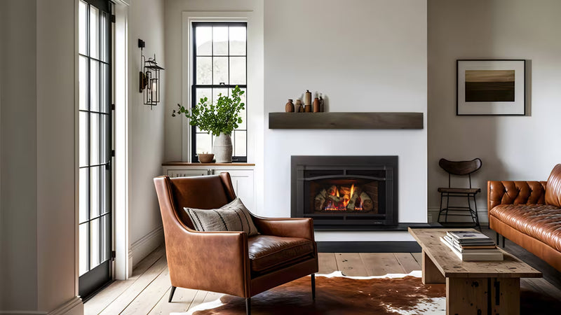 Heat & Glo Supreme 25 direct vent gas fireplace insert installed in a modern living space