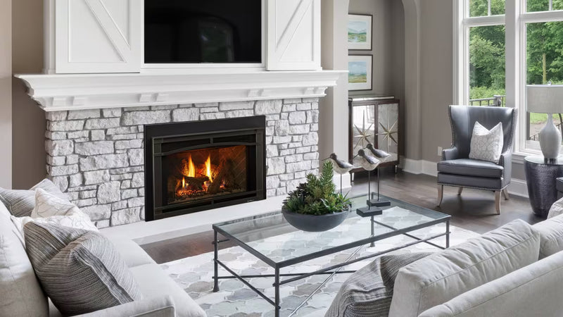 Heat & Glo Supreme 30 direct vent gas fireplace insert installed in a modern living space