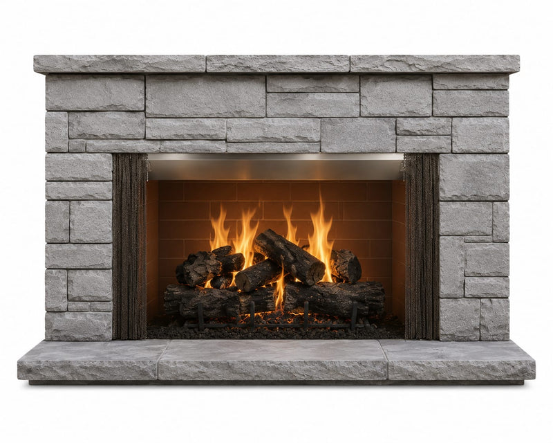 Majestic Castlewood built-in outdoor wood fireplace front view