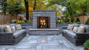 Majestic Castlewood outdoor wood fireplace installed in a patio setting