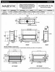 Majestic Echelon II 36 inch direct vent gas fireplace specifications and dimensions