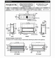 Majestic Echelon II 60 inch direct vent gas fireplace specifications and dimensions