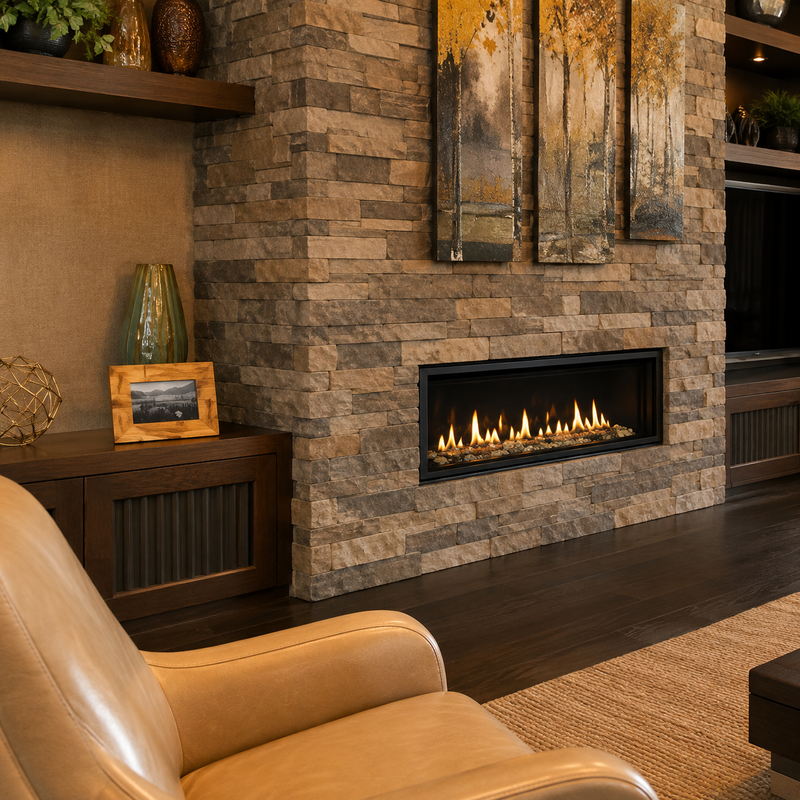 Majestic Echelon II linear gas fireplace design and feature overview