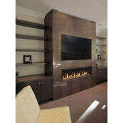 Majestic Echelon II gas fireplace installed in a modern feature wall