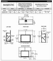 Majestic Marquis II 36 inch direct vent gas fireplace specifications and dimensions