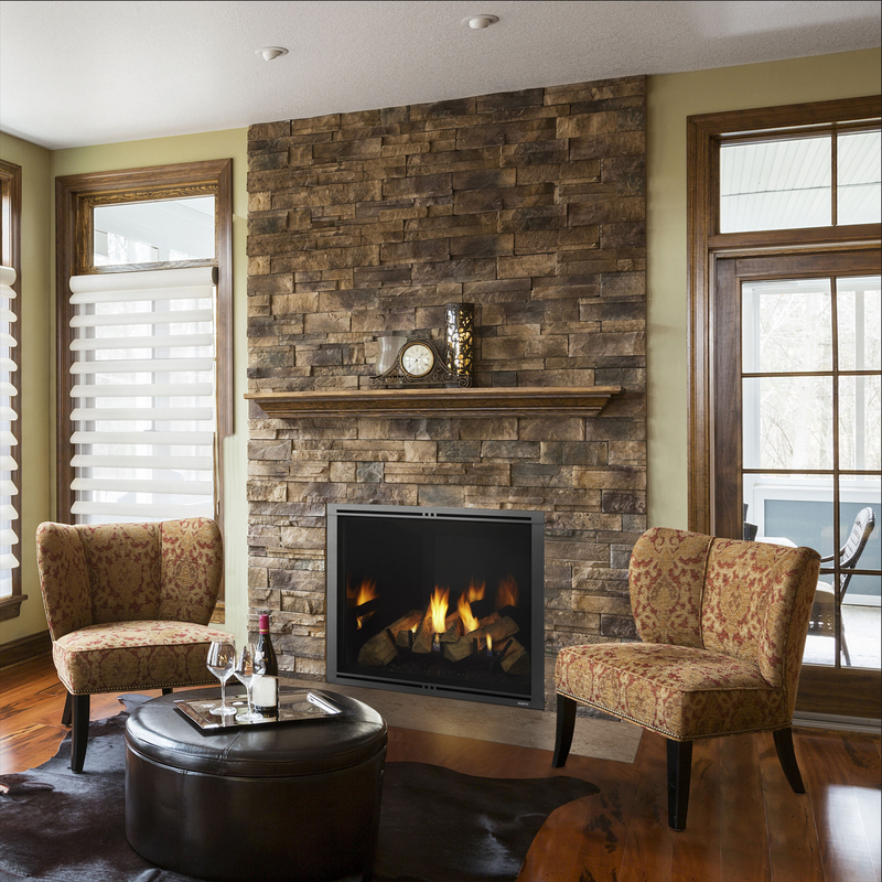 Majestic Marquis II gas fireplace installed in a traditional living room