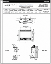 Majestic Quartz 36 direct vent gas fireplace specifications and dimensions