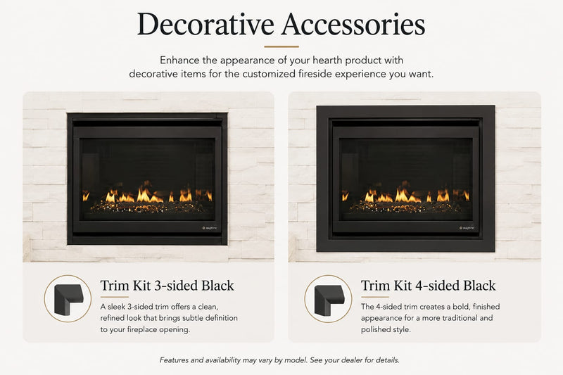 Majestic Quartz gas fireplace decorative accessory options