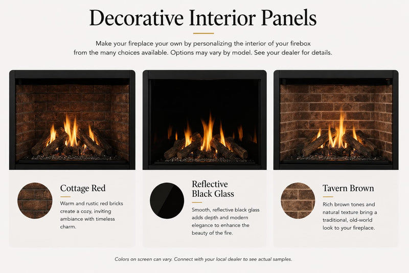Majestic Quartz gas fireplace decorative interior panel options