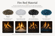 Majestic Quartz gas fireplace fire bed material options