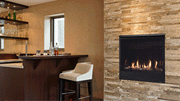 Majestic Quartz direct vent gas fireplace installed in a contemporary living space