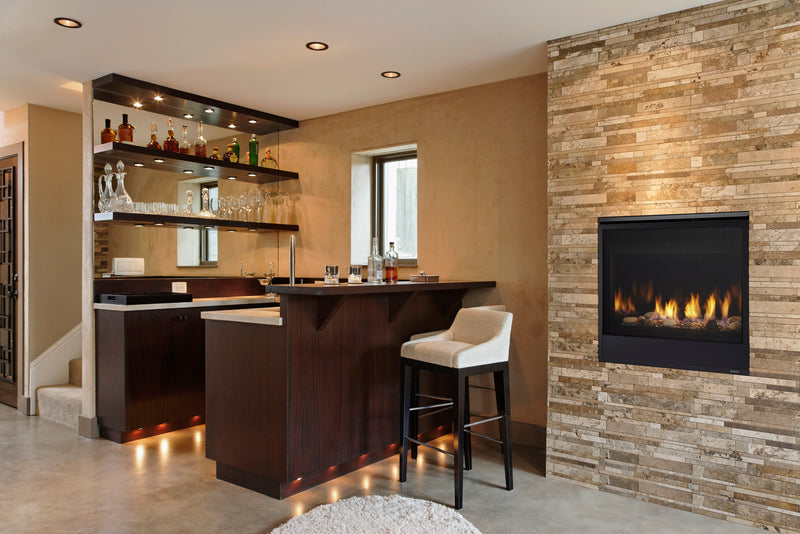 Majestic Quartz direct vent gas fireplace installed in a contemporary home